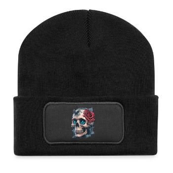 Skull with roses - Recycled Patch Beanie - black - Front