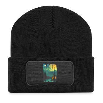 Paysage Feu de camp Forêt - Beanie recyclé à patch - noir - Devant
