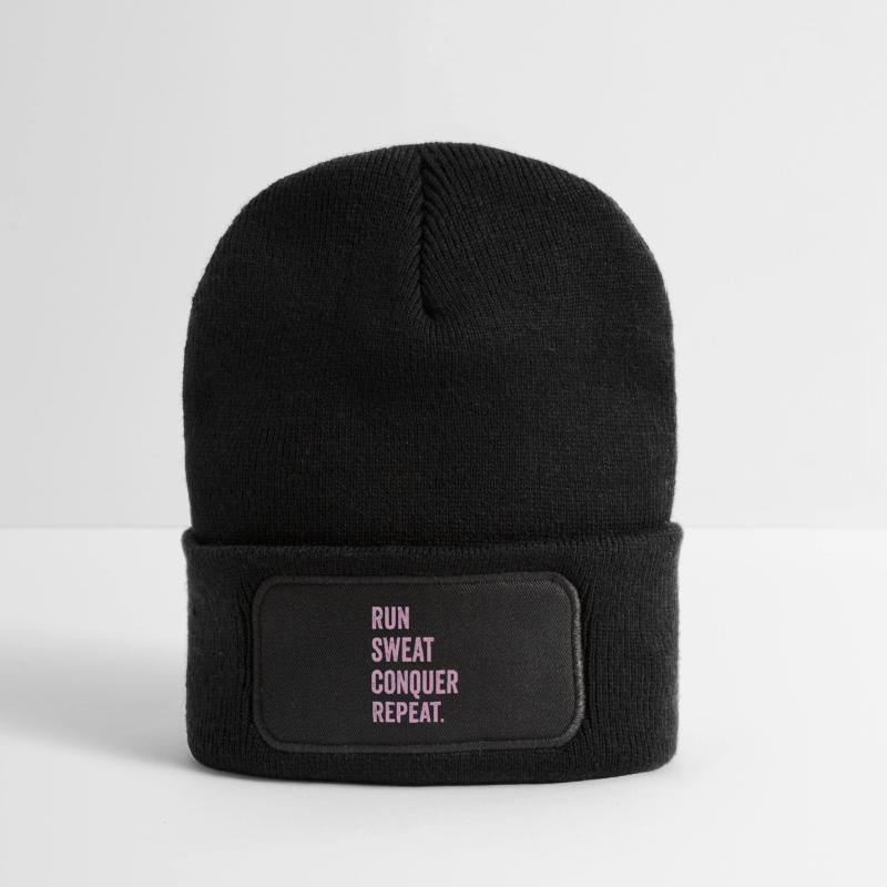 Run. Sweat. Conquer. Repeat. Recycled Patch Beanie