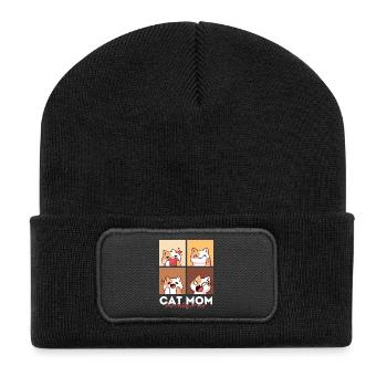 Maman chatte Purfffectly fière - Beanie recyclé à patch - noir - Devant