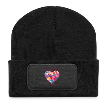 Konfetti im Herzen - Recycelte Patch Beanie - Schwarz - Vorne