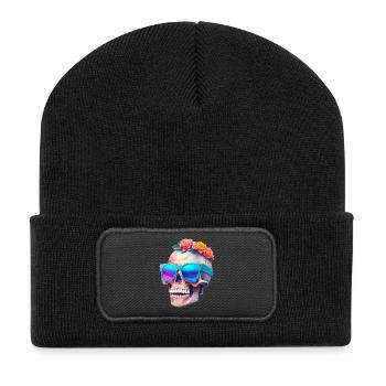 Totenkopf - Recycelte Patch Beanie - Schwarz - Vorne