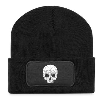 Crâne robotique blanc - Beanie recyclé à patch - noir - Devant