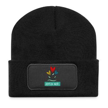 NOËL. JOYEUX NOËL. MERRY CHRISTMAS. NOUVEL AN - Beanie recyclé à patch - noir - Devant