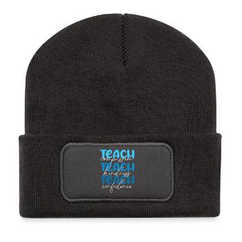 Teacher-Teach Compassion, Kindness and Confidence - Recycled Patch Beanie - dark grey - Front
