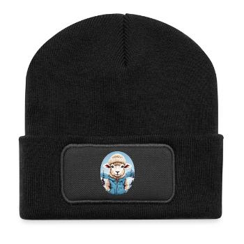 Süßes Schaf - Recycelte Patch Beanie - Schwarz - Vorne