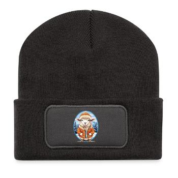 Süßes Schaf - Recycelte Patch Beanie - Dunkelgrau - Vorne