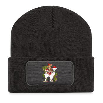 Christmas in Mexico Alpaca, Sloth and Bear - Recycled Patch Beanie - dark grey - Front