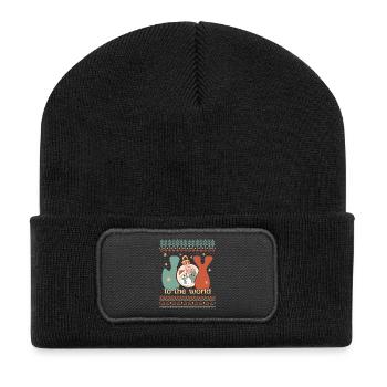 Pull de Noël moche - Beanie recyclé à patch - noir - Devant