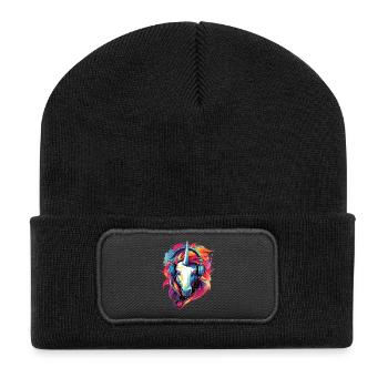 Einhorn mit Kopfhörer Musik Fabeltier Einhörner - Recycelte Patch Beanie - Schwarz - Vorne