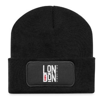 London Flag Distressed Typo - Recycelte Patch Beanie - Schwarz - Vorne