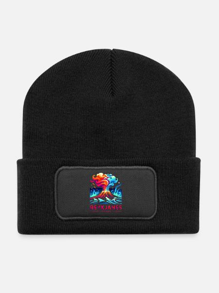 Éruption du volcan de Reykjanes, Islande - Beanie recyclé à patch - noir