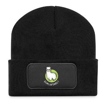 Chemise de nuit alpaga mignon nuit de sommeil animaux icône - Beanie recyclé à patch - noir - Devant