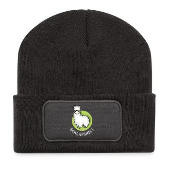 Chemise de nuit alpaga mignon nuit de sommeil animaux icône - Beanie recyclé à patch - charbon - Devant