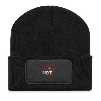 Kosmischer Amor Liebe - Recycelte Patch Beanie - Schwarz - Vorne