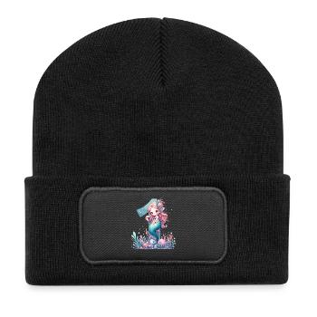 1 an sirène mignon cadeau d’anniversaire - Beanie recyclé à patch - noir - Devant