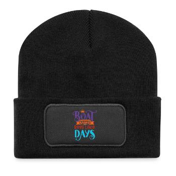 Boot Wellen Sonnenstrahlen See Tage - Recycelte Patch Beanie - Schwarz - Vorne