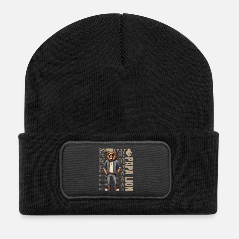 Papa Lion - Recycled Patch Beanie - black