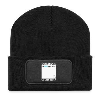 80. Geburtstag - Recycelte Patch Beanie - Schwarz - Vorne