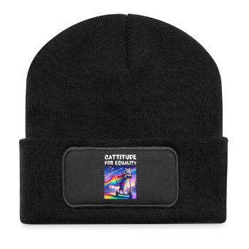 Gay pride. Cattitude for equality - Recycled Patch Beanie - black - Front