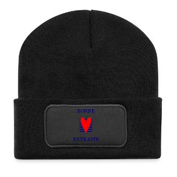 GLÜCKLICHER RUHESTAND - Recycelte Patch Beanie - Schwarz - Vorne