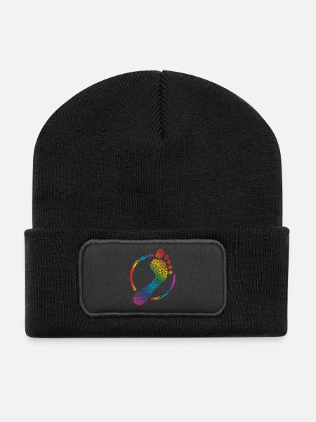 Regenbogen Fußabdruck rainbow footprint - Recycelte Patch Beanie - Schwarz
