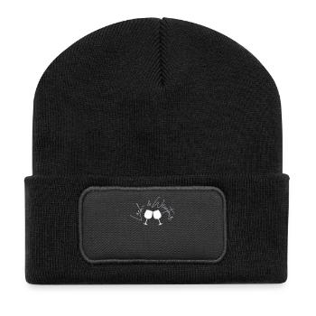 Lach und Weintour - Recycelte Patch Beanie - Schwarz - Vorne