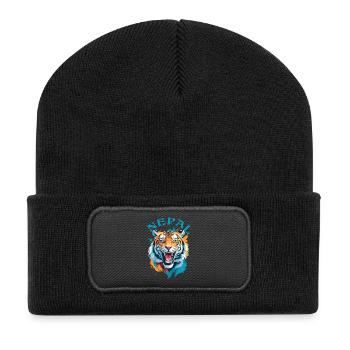 Nepalesischer Tiger - Recycelte Patch Beanie - Schwarz - Vorne