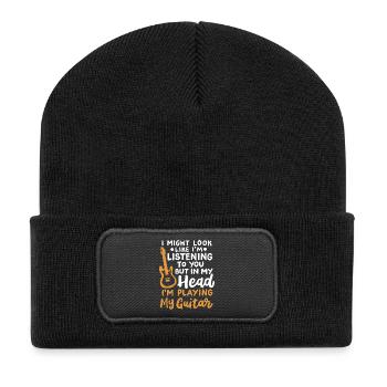 Gitarrenspieler Gitarrist - Recycelte Patch Beanie - Schwarz - Vorne