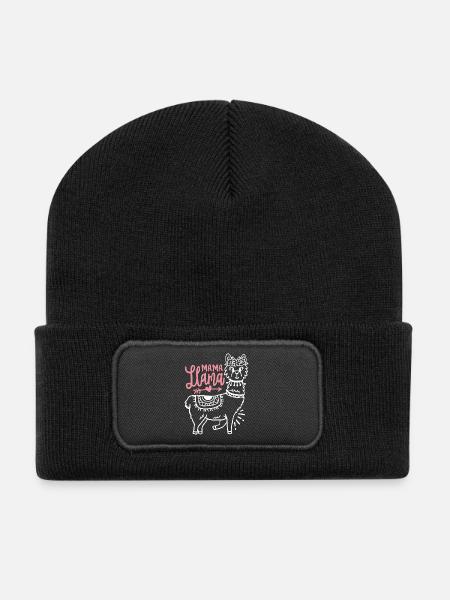 Lama Mama Muttertag - Recycelte Patch Beanie - Schwarz