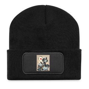 I Love Robots cool robot - Recycled Patch Beanie - black - Front