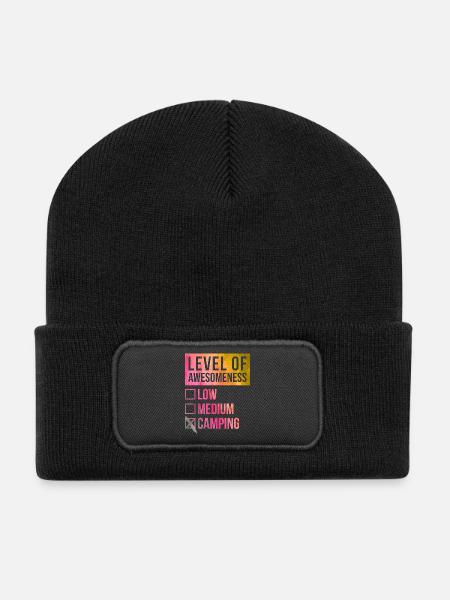 Camping Camping Camping - Recycelte Patch Beanie - Schwarz