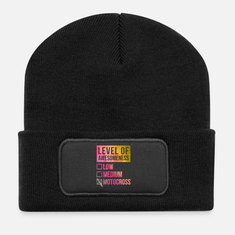 Motocross - Recycelte Patch Beanie - Schwarz