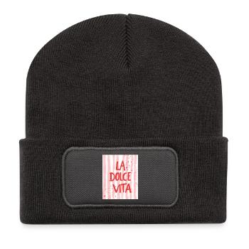 La Dolce Vita - la douceur de vivre - Beanie recyclé à patch - charbon - Devant