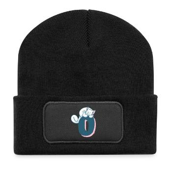 Cat Letter O - Recycled Patch Beanie - black - Front