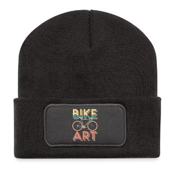 Lebendiges Fahrrad-Kunst-Design - Recycelte Patch Beanie - Dunkelgrau - Vorne