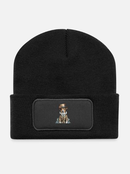 Viktorianischer Hund - Recycelte Patch Beanie - Schwarz
