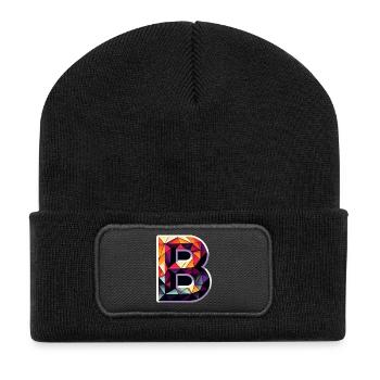 Buchstabe B Polygon bunt - Recycelte Patch Beanie - Schwarz - Vorne