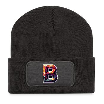 Lettre B Polygone Coloré - Beanie recyclé à patch - charbon - Devant