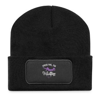 Pilates yoga gym sport - Beanie recyclé à patch - noir - Devant