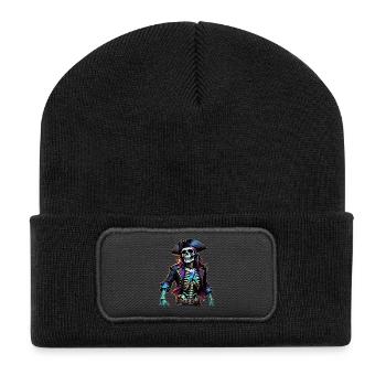 Pirate Skeleton Illustration - Recycled Patch Beanie - black - Front