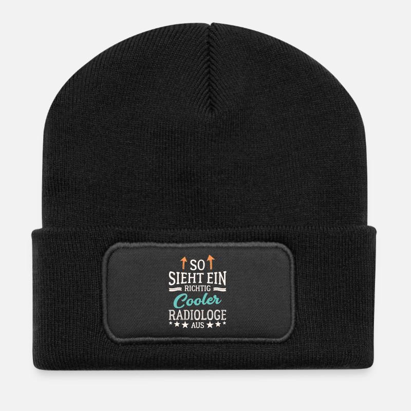 So sieht ein richtig cooler Radiologe aus Röntgen - Recycelte Patch Beanie - Schwarz