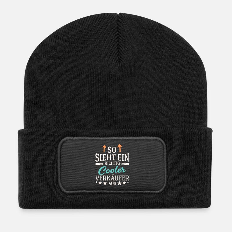 So sieht ein richtig cooler Verkäufer aus Händler - Recycelte Patch Beanie - Schwarz