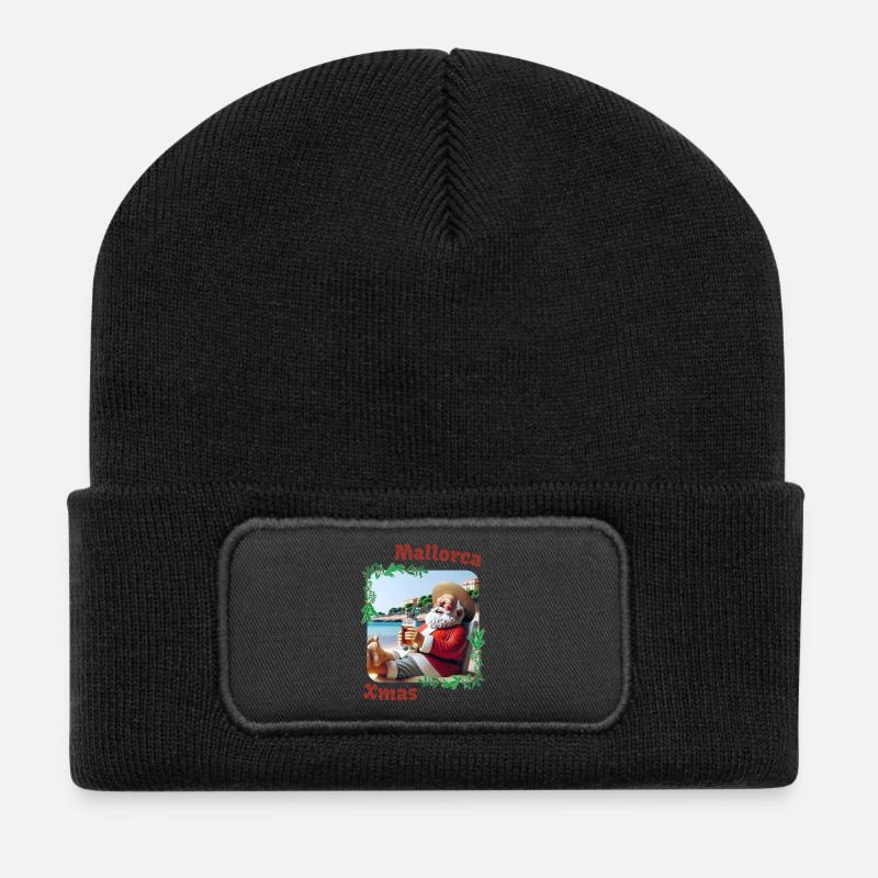 Majorque Noël - Le Père Noël en vacances - Beanie recyclé à patch - noir