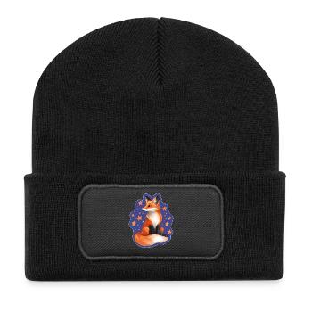 Fuchs und Sterne - Recycelte Patch Beanie - Schwarz - Vorne