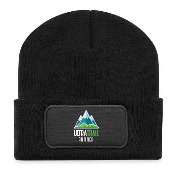 Coureur d’ultra-trail - Beanie recyclé à patch - noir - Devant