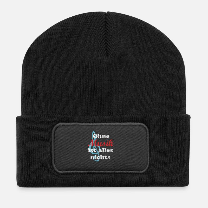 musik - Recycelte Patch Beanie - Schwarz