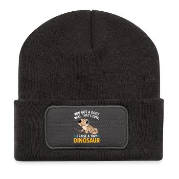 Drôle minuscule dinosaure lézard - Beanie recyclé à patch - charbon - Devant