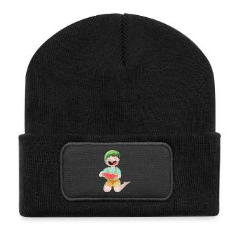 Enfant heureux avec de la pastèque - Beanie recyclé à patch - noir - Devant