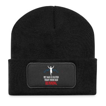 Mon père est plus rapide que ton père qui court - Beanie recyclé à patch - noir - Devant
